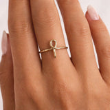 Hayat - Textured Ankh Ring