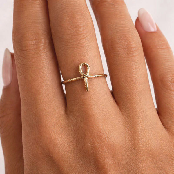 Hayat - Textured Ankh Ring
