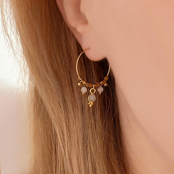 Inaya - Moonstone Hoop Earrings