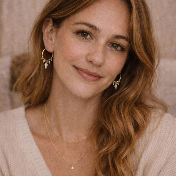 Inaya - Moonstone Hoop Earrings