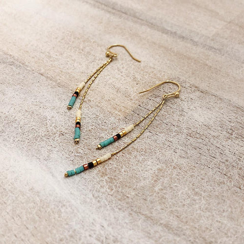 Candyce - Minimalist Beaded Earrings in Gold - Kurafuchi