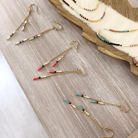 Candyce - Minimalist Beaded Earrings in Gold - Kurafuchi