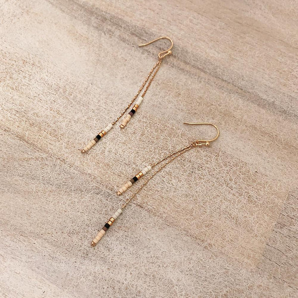 Candyce - Rose Gold Minimalist Beaded Earrings - Kurafuchi