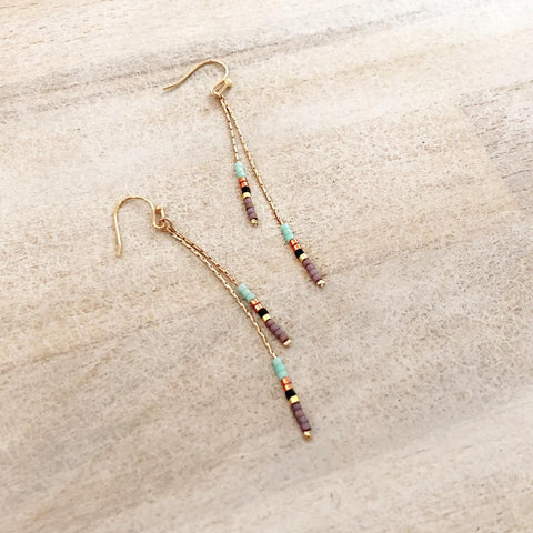 Candyce - Rose Gold Minimalist Beaded Earrings - Kurafuchi