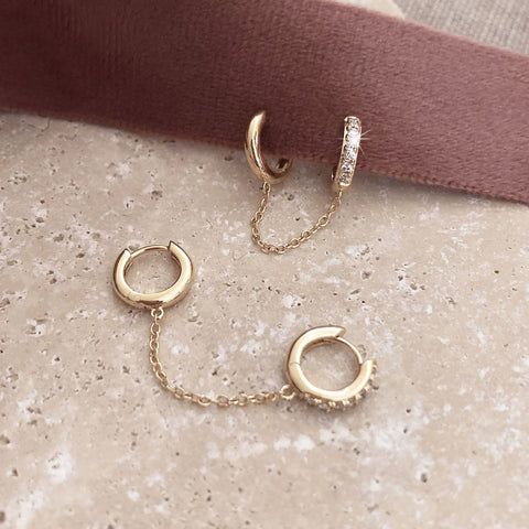 Carlena - Chained CZ Hoops - Kurafuchi