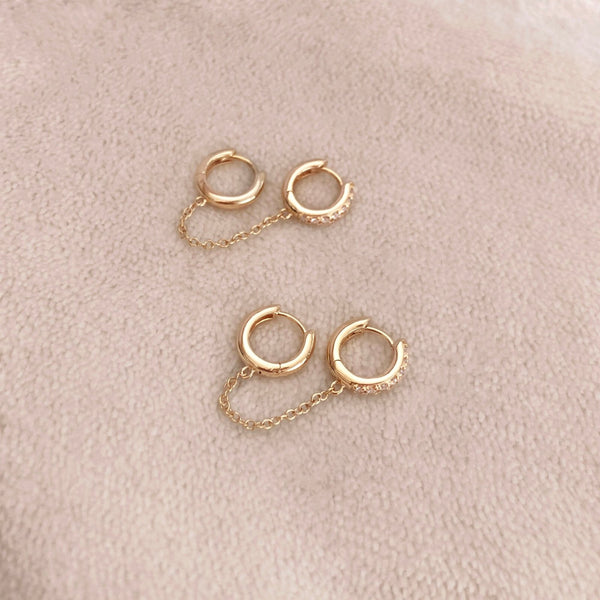 Carlena - Chained CZ Hoops - Kurafuchi