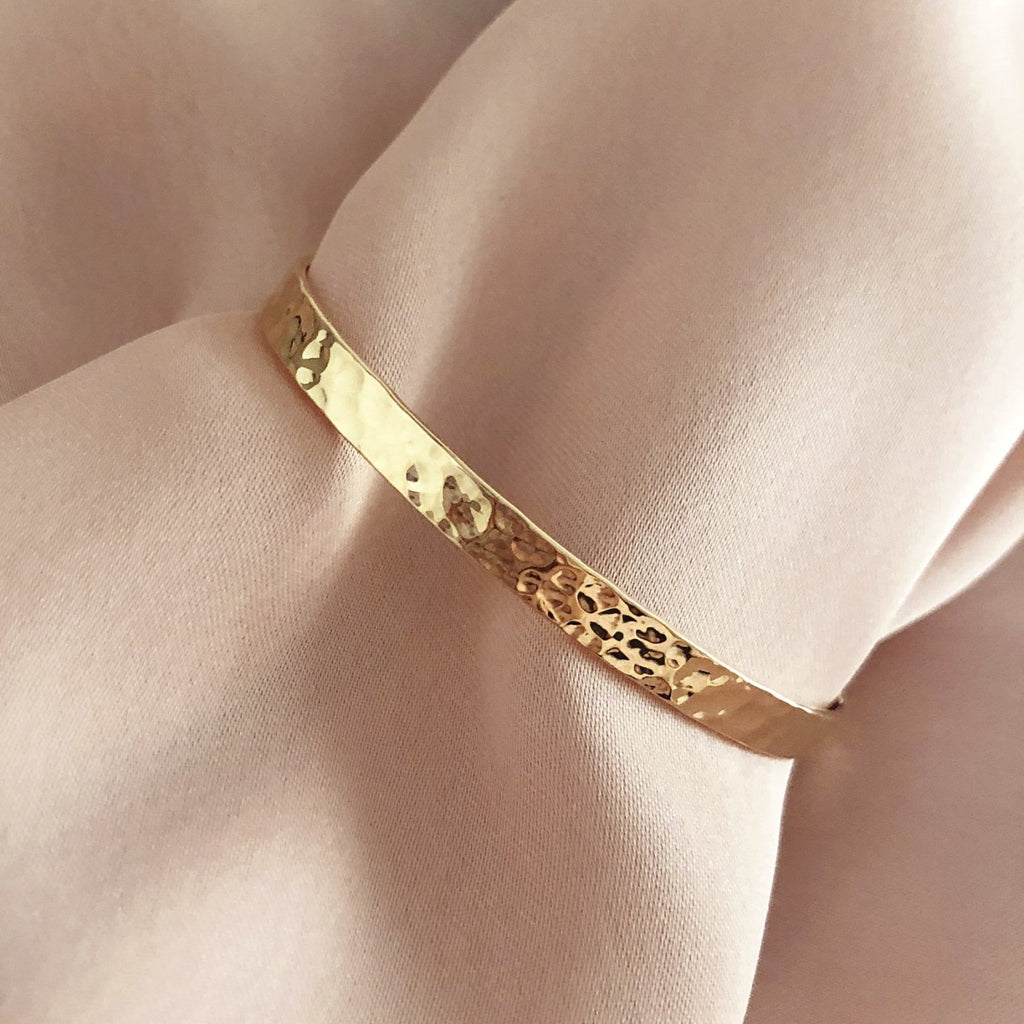 Rubans 18K Gold Plated Hammered Textured Handcrafted Free Size Bracele