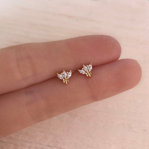 Elina - CZ Petal Studs - Kurafuchi