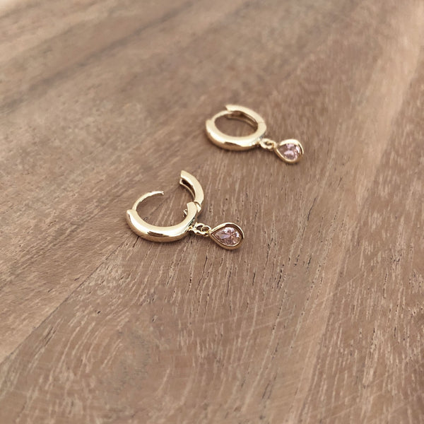 Elina - Pink CZ Hoops - Kurafuchi