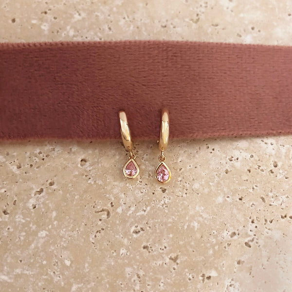 Elina - Pink CZ Hoops - Kurafuchi