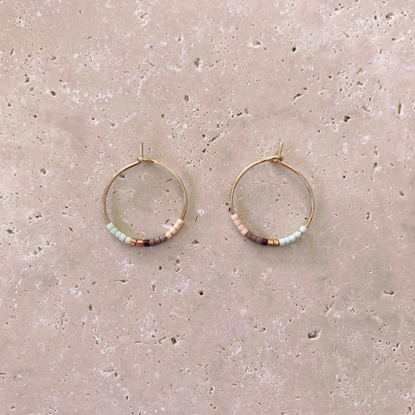 Irina - Beaded Hoop Earrings - Kurafuchi