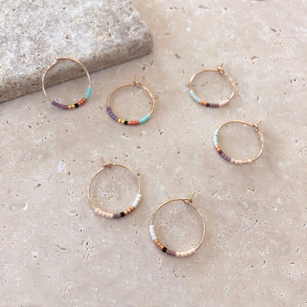 Irina - Beaded Hoop Earrings - Kurafuchi