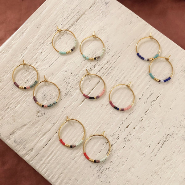 Irina - Beaded Hoop Earrings - Kurafuchi