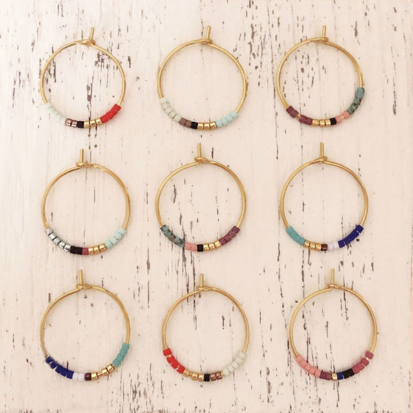 Irina - Beaded Hoop Earrings - Kurafuchi