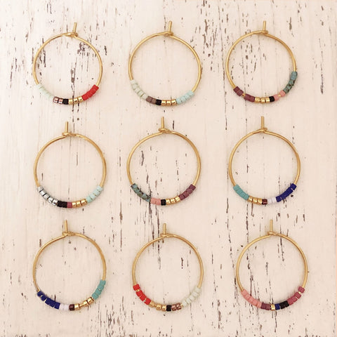 Irina - Beaded Hoop Earrings - Kurafuchi