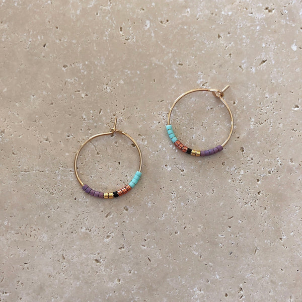 Irina - Beaded Hoop Earrings - Kurafuchi