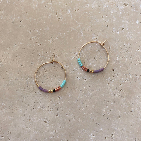 Irina - Beaded Hoop Earrings - Kurafuchi