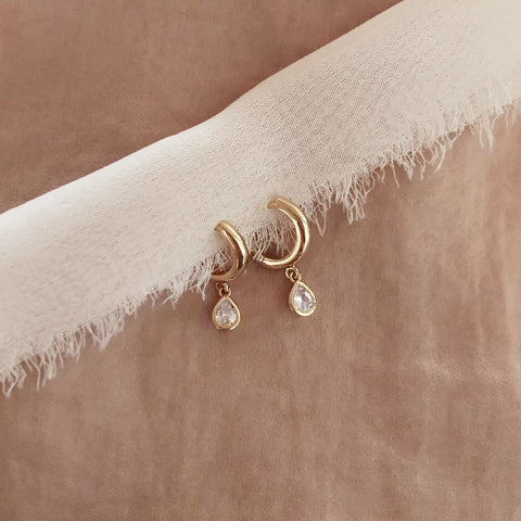 Jolana - Teardrop CZ Hoops - Kurafuchi