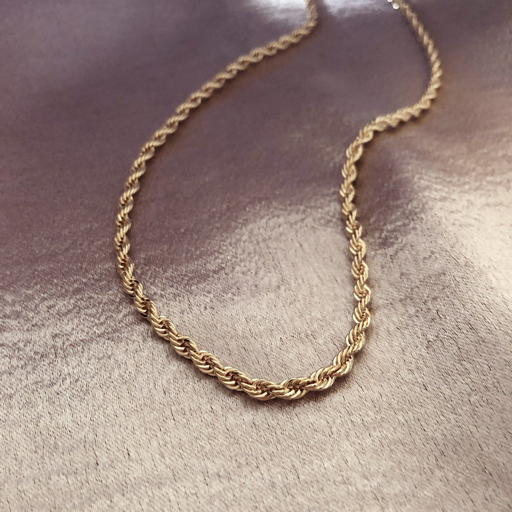 18K Yellow Gold Twisted Rope Chain Necklace