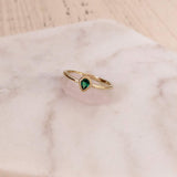 Lucinda - Green Teardrop Ring - Kurafuchi