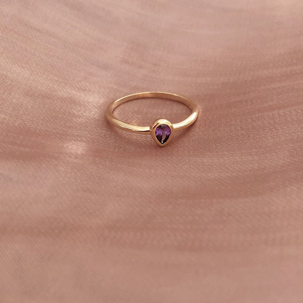 Lucinda - Purple Teardrop Ring - Kurafuchi