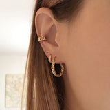 Neve - Textured Twisted Hoops - Kurafuchi