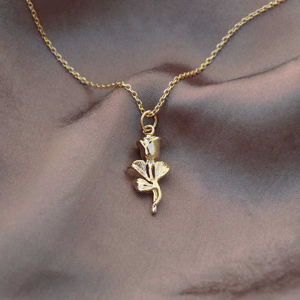 Necklace with rose charm on sale