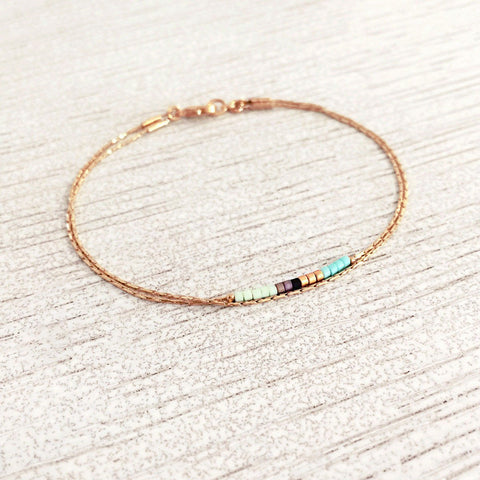 Sierra - Rose Gold Bracelet in Turquoise & Mint - Kurafuchi