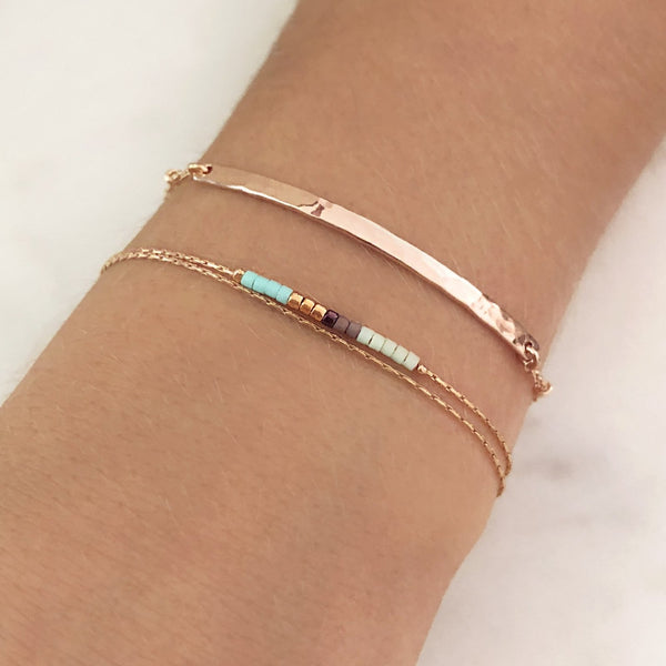 Sierra - Rose Gold Bracelet in Turquoise & Mint - Kurafuchi