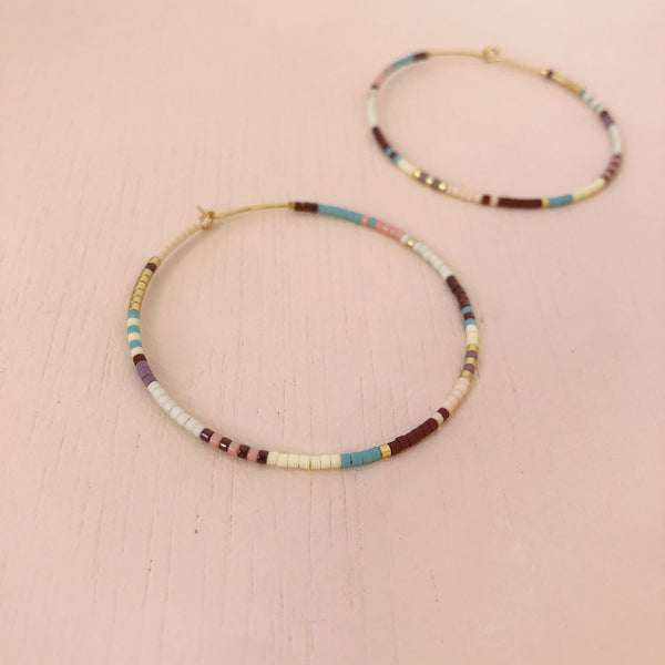 Sorina - Large Beaded Hoops - Kurafuchi