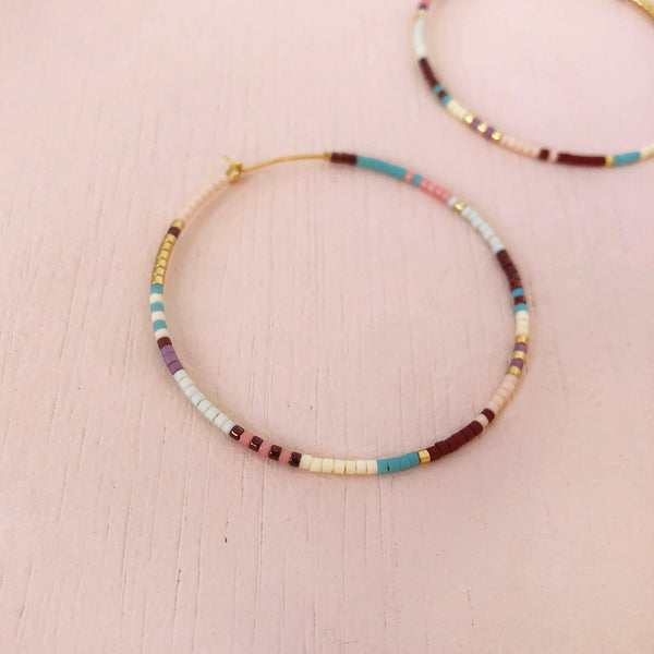 Sorina - Large Beaded Hoops - Kurafuchi