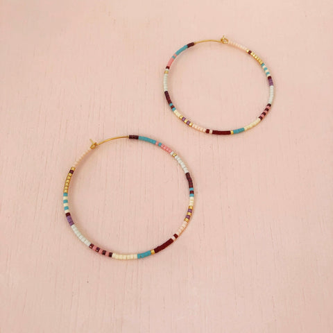 Sorina - Large Beaded Hoops - Kurafuchi